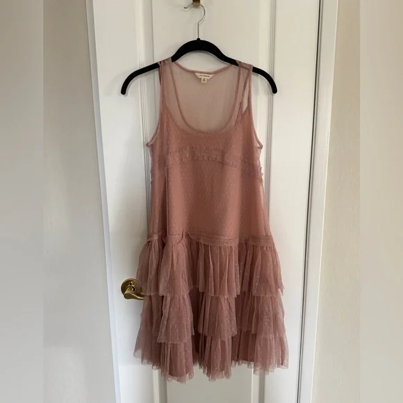Lucky Brand Sleeveless Mini Ruffle Dress in Dusty Pink - Picture 1 of 6